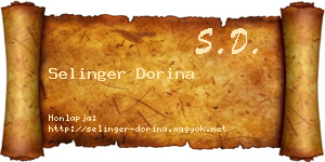 Selinger Dorina névjegykártya
